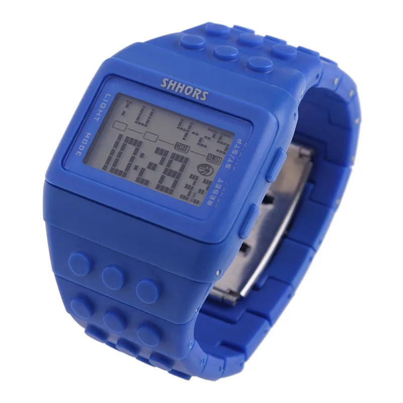 Digital LED Watches Unisex Colorful Constructor Watch Blocks Splice Sports Wristwatch For Children Xmas New Year Gifts