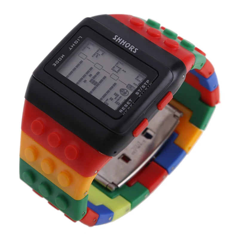 Digital LED Watches Unisex Colorful Constructor Watch Blocks Splice Sports Wristwatch For Children Xmas New Year Gifts