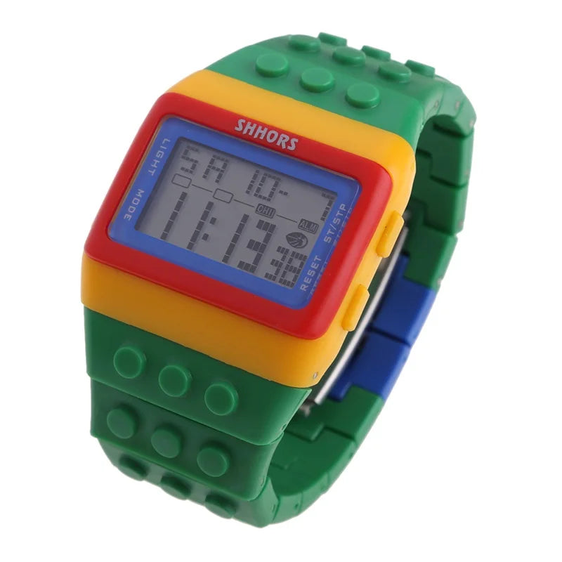 Digital LED Watches Unisex Colorful Constructor Watch Blocks Splice Sports Wristwatch For Children Xmas New Year Gifts