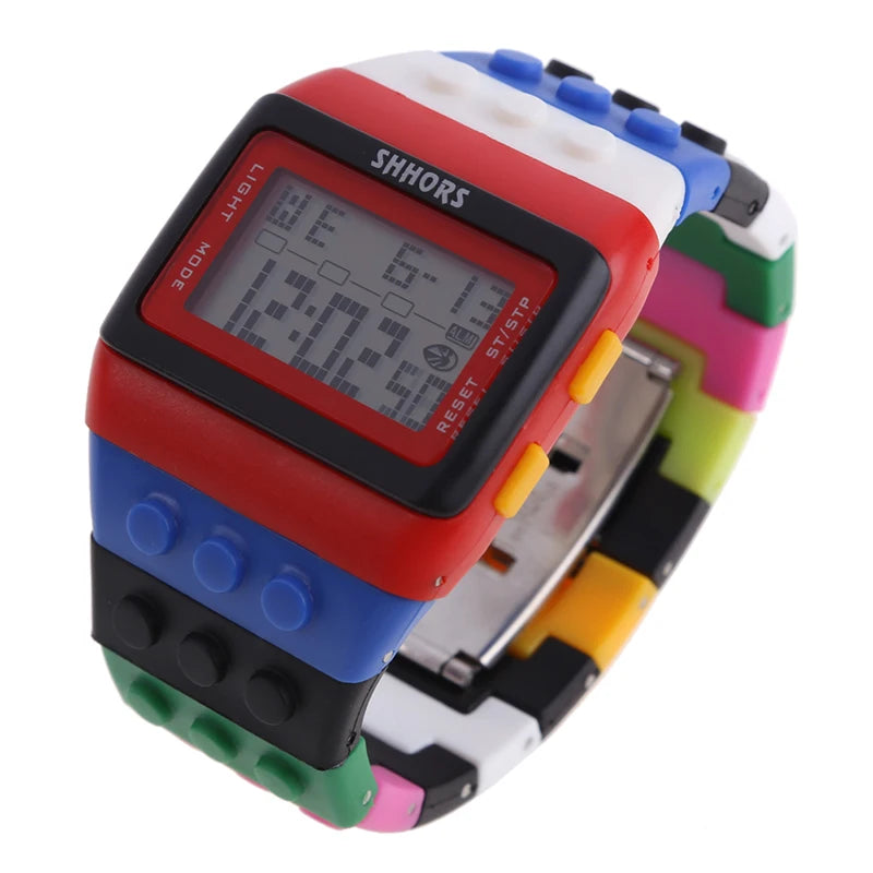 Digital LED Watches Unisex Colorful Constructor Watch Blocks Splice Sports Wristwatch For Children Xmas New Year Gifts