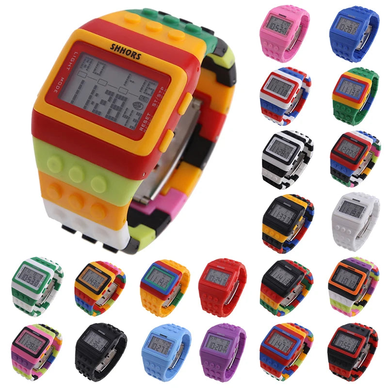 Digital LED Watches Unisex Colorful Constructor Watch Blocks Splice Sports Wristwatch For Children Xmas New Year Gifts