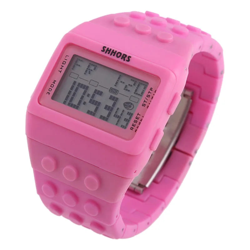 Digital LED Watches Unisex Colorful Constructor Watch Blocks Splice Sports Wristwatch For Children Xmas New Year Gifts