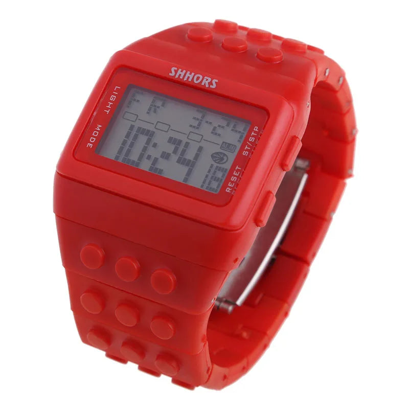 Digital LED Watches Unisex Colorful Constructor Watch Blocks Splice Sports Wristwatch For Children Xmas New Year Gifts