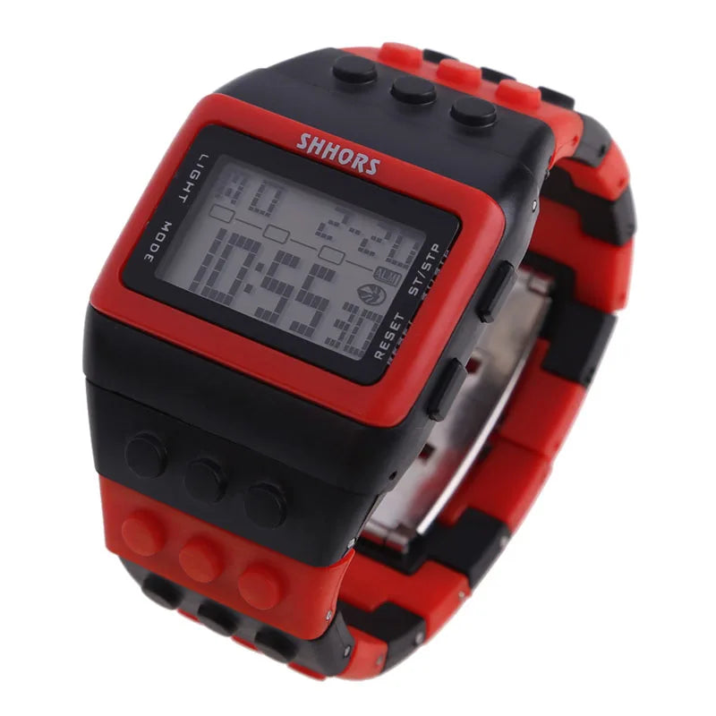 Digital LED Watches Unisex Colorful Constructor Watch Blocks Splice Sports Wristwatch For Children Xmas New Year Gifts