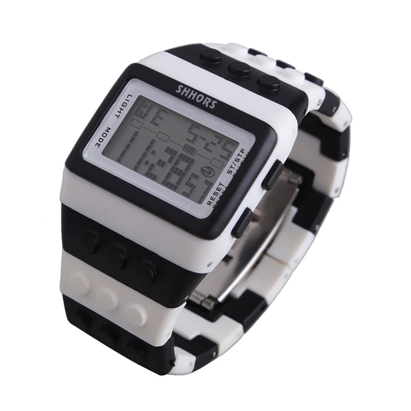 Digital LED Watches Unisex Colorful Constructor Watch Blocks Splice Sports Wristwatch For Children Xmas New Year Gifts