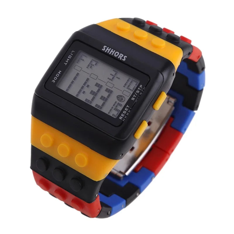 Digital LED Watches Unisex Colorful Constructor Watch Blocks Splice Sports Wristwatch For Children Xmas New Year Gifts