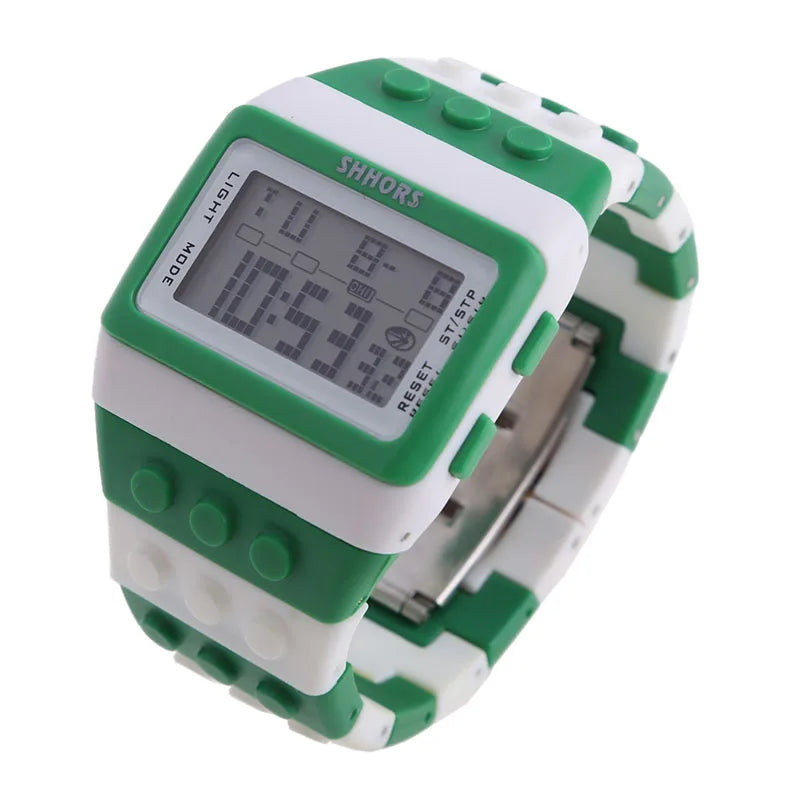 Digital LED Watches Unisex Colorful Constructor Watch Blocks Splice Sports Wristwatch For Children Xmas New Year Gifts