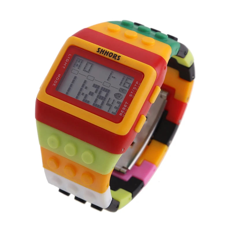Digital LED Watches Unisex Colorful Constructor Watch Blocks Splice Sports Wristwatch For Children Xmas New Year Gifts