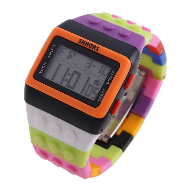 Digital LED Watches Unisex Colorful Constructor Watch Blocks Splice Sports Wristwatch For Children Xmas New Year Gifts