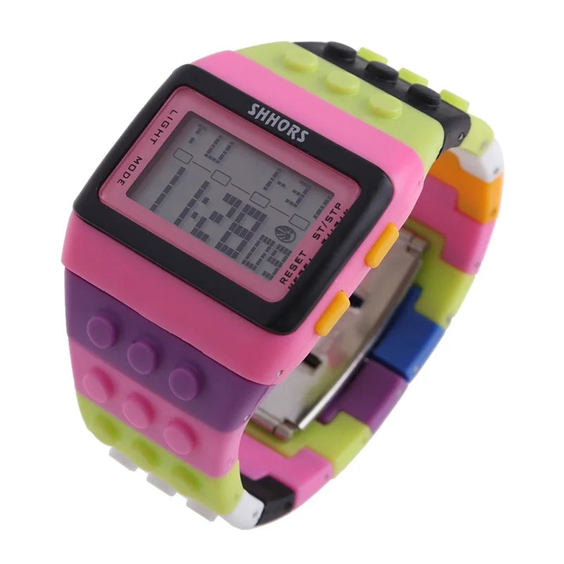 Digital LED Watches Unisex Colorful Constructor Watch Blocks Splice Sports Wristwatch For Children Xmas New Year Gifts
