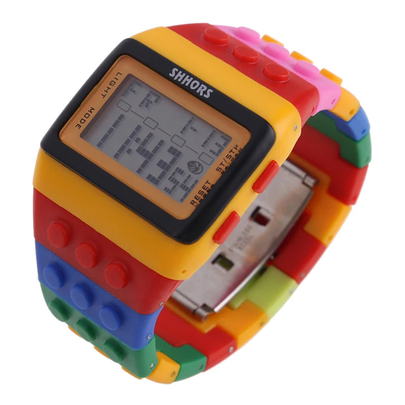 Digital LED Watches Unisex Colorful Constructor Watch Blocks Splice Sports Wristwatch For Children Xmas New Year Gifts