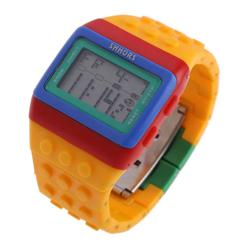 Digital LED Watches Unisex Colorful Constructor Watch Blocks Splice Sports Wristwatch For Children Xmas New Year Gifts