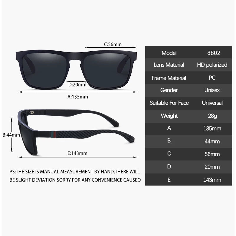 Vintage Polarized Sunglasses – Classic Square UV400 Driving & Outdoor Eyewear