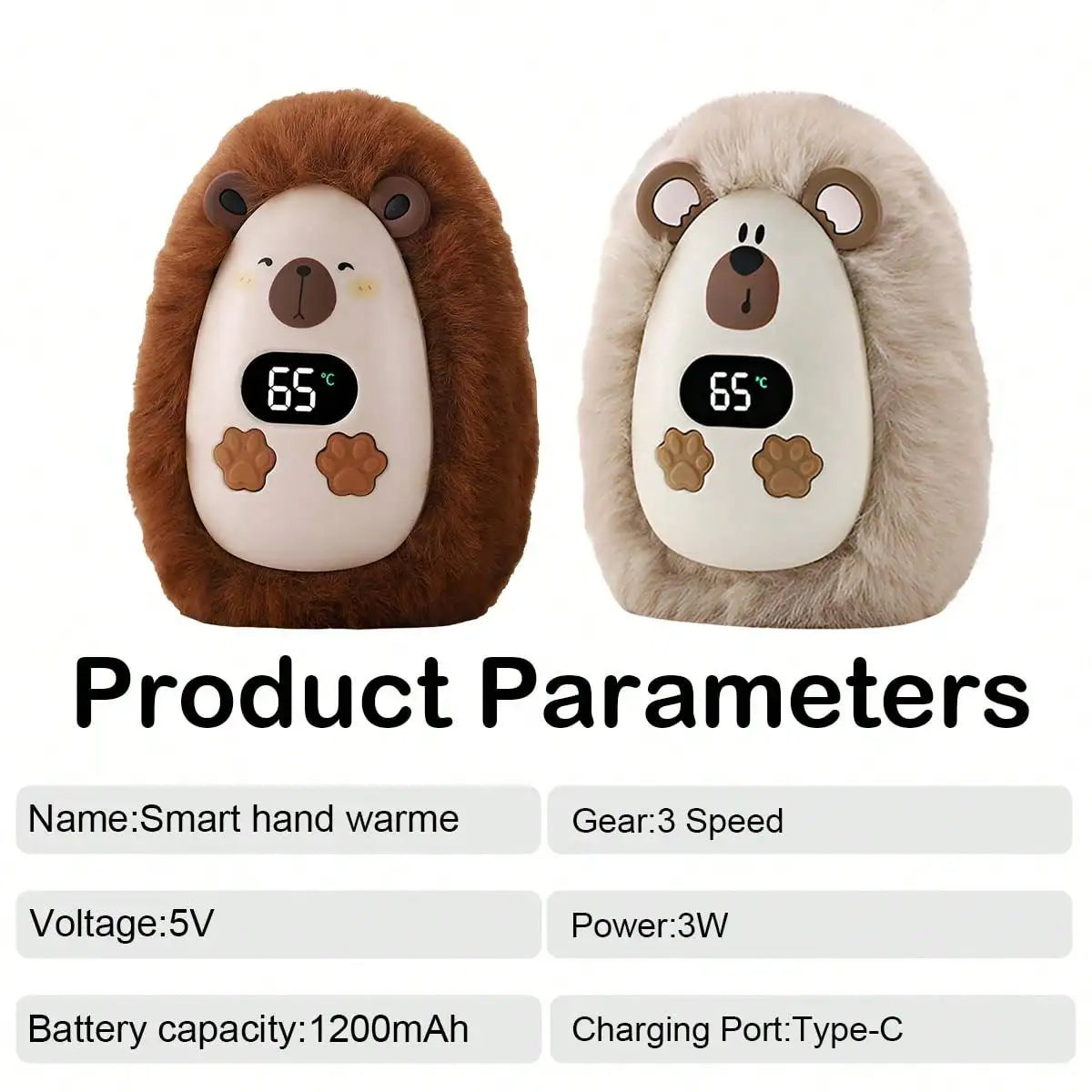 Rechargeable Hand Warmers – Soft Plush Portable Electric Pocket Heater with 3 Heat Settings