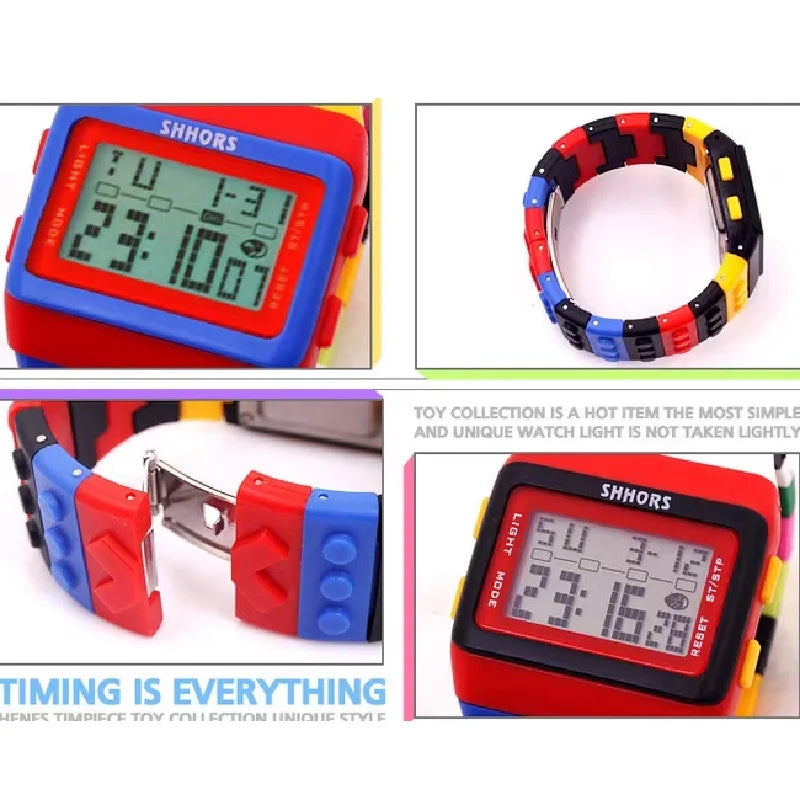 Digital LED Watches Unisex Colorful Constructor Watch Blocks Splice Sports Wristwatch For Children Xmas New Year Gifts
