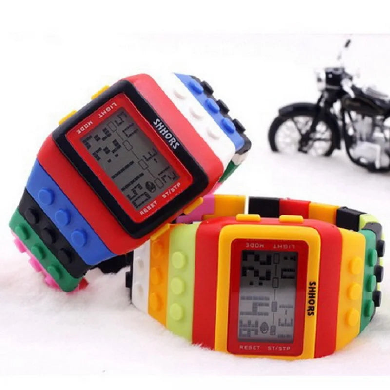 Digital LED Watches Unisex Colorful Constructor Watch Blocks Splice Sports Wristwatch For Children Xmas New Year Gifts